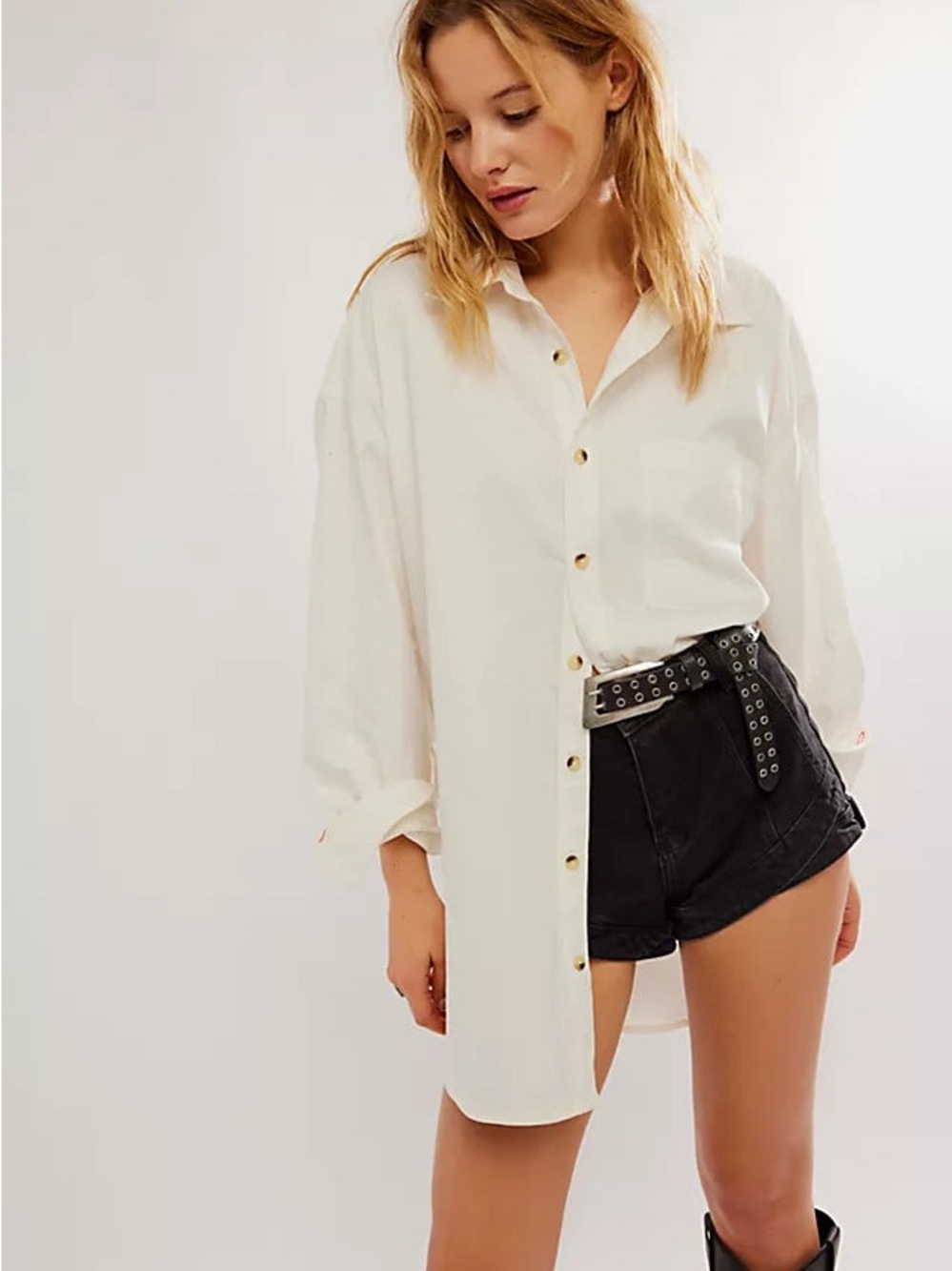 FREE PEOPLE WE THE FREE FREDDIE SHIRT - OPTIC WHITE